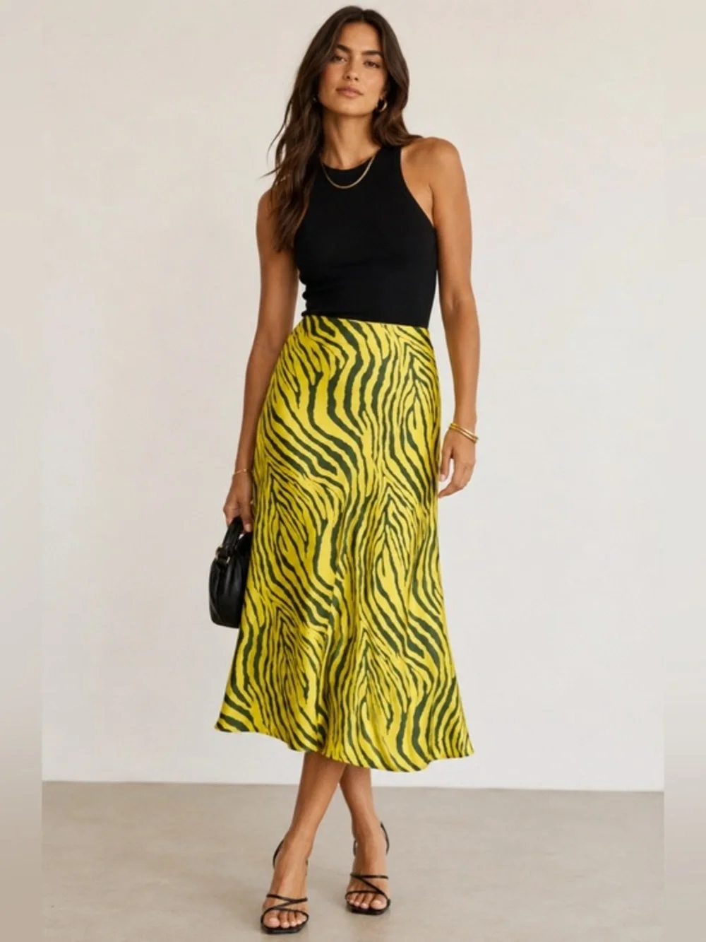 APPARIS FREE PEOPLE YELLOW ZEBRA PRINT SWING SKIRT SZ M - Picture 1 of 7